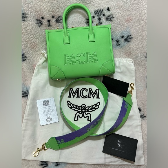 MCM Handbags - MCM München Logo Suede/Leather Tote
